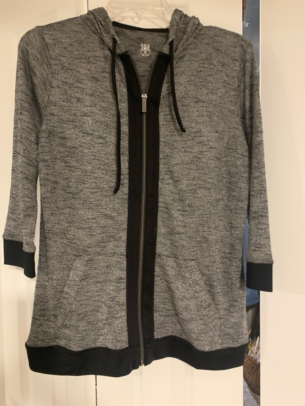 Tail Gray Heather Zip Hoodie with Black Trim
